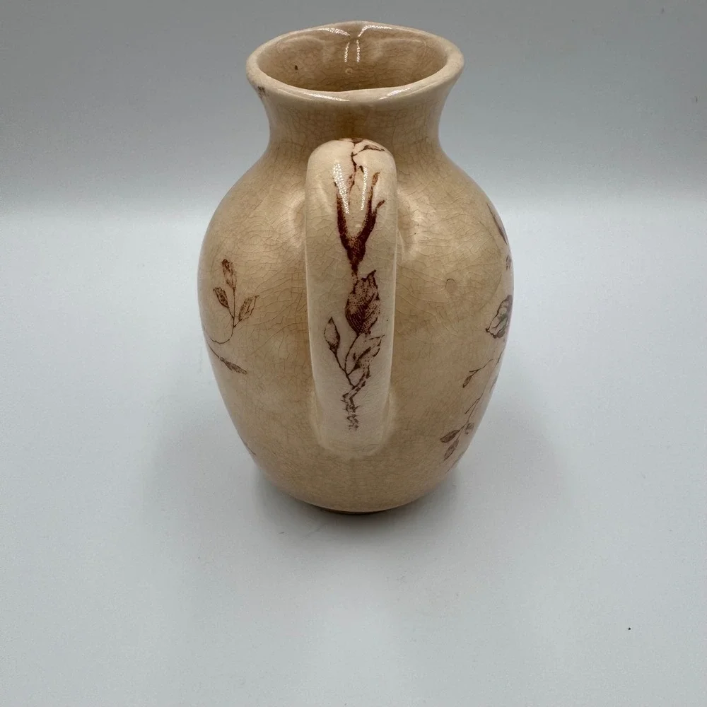 Nasco Springtime Pitcher‎ Small Cream Floral Vintage Japan Ceramic Vase